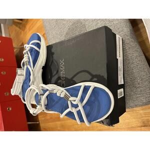 Sportmax Max Mara  White Strappy Sandals with Blue Footbed11